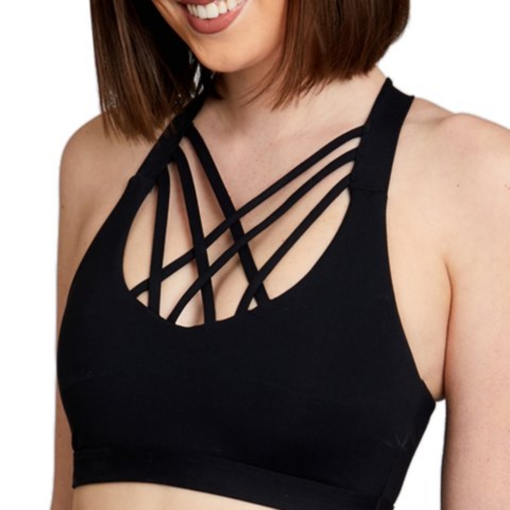 TEMA Athletics black cage sports bra